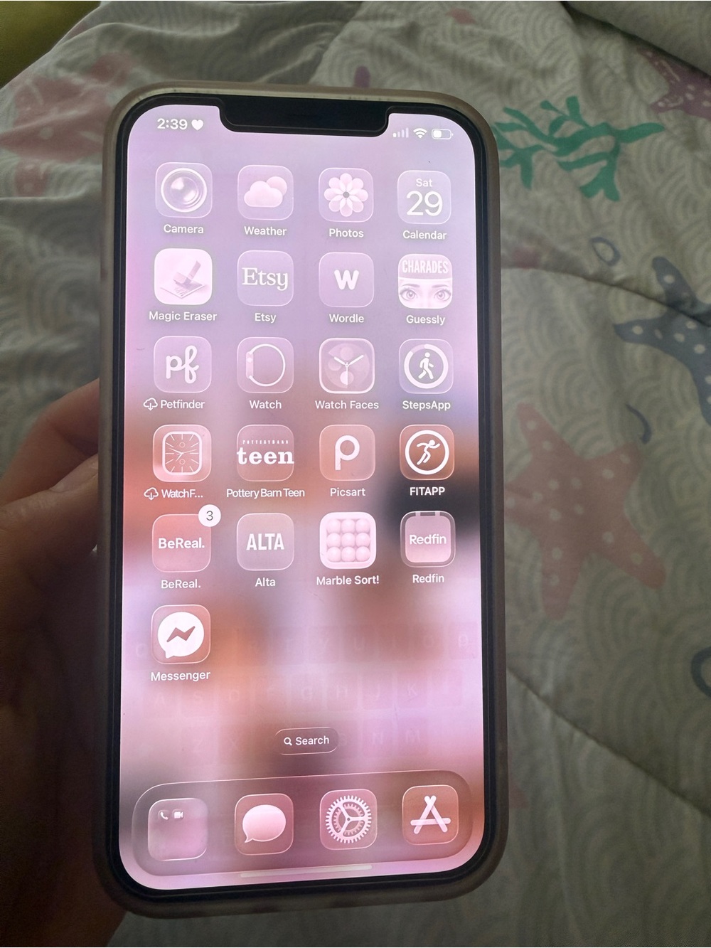 Apple iPhone with Pink Display and Pink Case